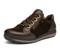 Keilsneaker ARA "OSAKA", Damen, Gr. 8 (42), weiß (dunkelbraun kombiniert), Glattleder, Veloursleder, kontrastfarbene Details, Schuhe, Freizeitschuh, Halbschuh, Schnürschuh mit Außenreißverschluss, Wei