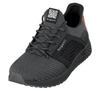 Keilsneaker BUGATTI, Damen, Gr. 43, schwarz (schwarz, grau), Textil, Schuhe, Freizeitschuh, Halbschuh, Schürer mit Kontrastbesatz an der Ferse (29722837-43) schwarz, grau