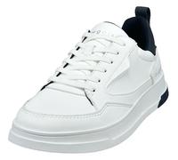 Keilsneaker BUGATTI, Herren, Gr. 43, blau (weiß, navy), Lederimitat, unifarben mit Farbeinsatz, Schuhe, Freizeitschuh, Halbschuh, Schnürer mit Kontrastbesatz (79250849-43) weiß, navy