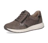 Keilsneaker CAPRICE, Damen, Gr. 37, grau (taupe), Leder, sportlich, Schuhe, Freizeitschuh, Halbschuh, Schürer mit Besatz in Metallicoptik (52593627-37) taupe