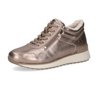 Keilsneaker CAPRICE, Damen, Gr. 38, braun (taupe, metallic), Nappaleder, metallic, Schuhe Sneaker, Winterboots, Schnürschuh, High-Top-Sneaker, in bequemer Weite (43011256-38) taupe, metallic