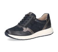 Keilsneaker CAPRICE, Damen, Gr. 40, blau (dunkelblau kombiniert), Leder, sportlich, Schuhe, Freizeitschuh, Halbschuh, Schürer mit Besatz in Metallicoptik (41186924-40) dunkelblau kombiniert