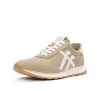 Keilsneaker FITFLOP "RETRO-Q FF FABRIC/SUEDE SNEAKERS", Damen, Gr. 38, beige, Leder, Nylon, Veloursleder, Schuhe, Schnürschuh, Freizeitschuh, Halbschuh mit Kontrastbesatz (89225605-38) beige