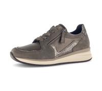 Keilsneaker GABOR "CAPRI", Damen, Gr. 35, beige (bronzefarben, taupe), Lederimitat, Veloursleder, metallic, Schuhe Keilsneaker, Freizeitschuh, Halbschuh, Schnürschuh in Extraweite K (75742556-35)