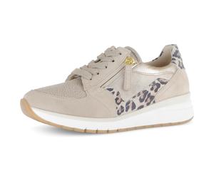 Keilsneaker GABOR "CAPRI", Damen, Gr. 39, beige (bronzefarben, gold), Lacklederimitat, Veloursleder, metallic, Schuhe, Freizeitschuh, Halbschuh, Schnürer, in Weite K (=extraweit) (18577955-39) bronzef