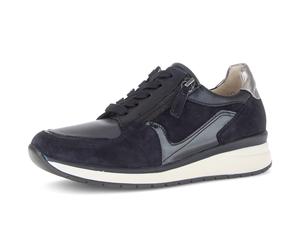 Keilsneaker GABOR "CAPRI", Damen, Gr. 39, dunkelblau, schwarz, Lederimitat, Veloursleder, metallic, Schuhe, Freizeitschuh, Halbschuh, Schnürer, in Weite K (=extraweit) (77864005-39) dunkelblau, schwar