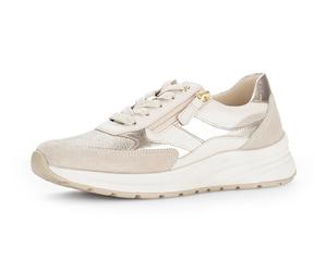 Keilsneaker GABOR "COMO", Damen, Gr. 40, beige kombiniert, Leder, Textil, Schuhe, Freizeitschuh, Halbschuh, Schnürschuh in Komfortweite K (=extraweit) (28493020-40) beige kombiniert