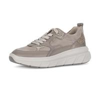 Keilsneaker GABOR, Damen, Gr. 38, hellbeige, goldfarben, Glattleder, Veloursleder, Schuhe, Schnürschuh, Halbschuh mit modischer Plateausohle (82114009-38) hellbeige, goldfarben