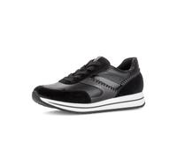 Keilsneaker GABOR, Damen, Gr. 39, schwarz-weiß (schwarz, dunkelgrau), Kalbsleder, Veloursleder, Schuhe, Schnürschuh, Halbschuh in Komfortweite H (= sehr weit) (25659428-39) schwarz, dunkelgrau