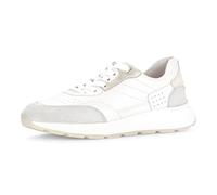 Keilsneaker GABOR, Damen, Gr. 39, weiß, beige, Nappaleder, Textil, Veloursleder, Schuhe, Freizeitschuh, Halbschuh, Schnürschuh mit Kontrastbesätzen (54405854-39) weiß, beige