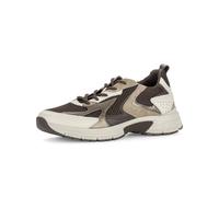 Keilsneaker GABOR, Damen, Gr. 40,5, braun, natur kombiniert, Glattleder, Textil, Ziegenveloursleder, Mesh, Schuhe, Freizeitschuh, Schnürschuh mit Kontrastbesätzen, G-Weite (28747951-40,5) braun, natur