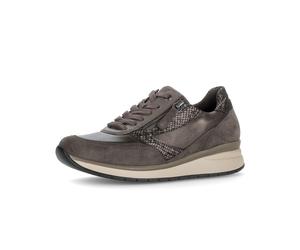 Keilsneaker GABOR, Damen, Gr. 40, braun (taupe), Glattleder, Textil, Veloursleder, Reptilienprägung, Schuhe, Schnürer mit Reptilienprägung in Komfortweite K (=extraweit) (76484931-40) taupe