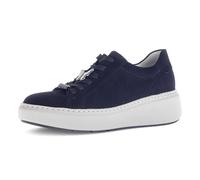 Keilsneaker GABOR, Damen, Gr. 42, blau (nachtblau), Ziegenveloursleder, unifarben, Schuhe, Plateau, Schnürschuh, Halbschuh in Bequemweite G (= weit) (49898964-42) nachtblau