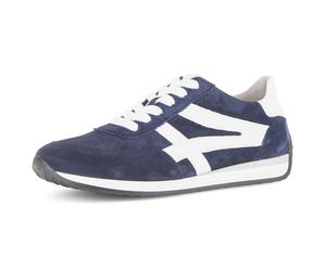 Keilsneaker GABOR "Davos", Damen, Gr. 38, marine, weiß, Glattleder, Veloursleder, Schuhe, Freizeitschuh, Komfortschuh, Schnürschuh mit Kontrastbesatz, H-Weite (29048932-38) marine, weiß