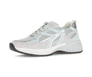 Keilsneaker GABOR "DAVOS", Damen, Gr. 38, mint, hellgrau, weiß, Glattleder, Textil, Veloursleder, Schuhe, Freizeitschuh, Halbschuh, Schnürer in Komfortweite H (= sehr weit) (37090364-38) mint, hellgra