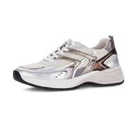 Keilsneaker GABOR "DAVOS", Damen, Gr. 39, silber (silberfarben, goldfarben, braun), Glattleder, Textil, metallic, Schuhe, Freizeitschuh, Halbschuh, Schnürer in Komfortweite H (= sehr weit) (91434962-3