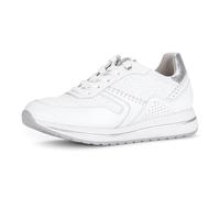 Keilsneaker GABOR "DAVOS", Damen, Gr. 39, weiß, silberfarben, Glattleder, Schuhe, Freizeitschuh, Halbschuh, Schnürschh mit Flechtmuster, H-Weite (18020968-39) weiß, silberfarben