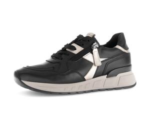 Keilsneaker GABOR "DAVOS", Damen, Gr. 40, gold (schwarz, goldfarben), Kalbsleder, unifarben mit Farbeinsatz, Schuhe, Schnürer, Halbschuh, Freizeitschuh in Komfortweite H (=sehr weit) (98167751-40) sch