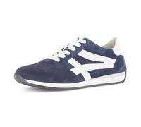 Keilsneaker GABOR "Davos", Damen, Gr. 42, marine, weiß, Glattleder, Veloursleder, Schuhe, Freizeitschuh, Komfortschuh, Schnürschuh mit Kontrastbesatz, H-Weite (29048932-42) marine, weiß