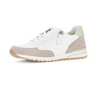 Keilsneaker GABOR "FLORENZ", Damen, Gr. 38, beige (weiß, grün), Glattleder, Veloursleder, Schuhe, Freizeitschuh, Halbschuh, Schnürschuh mit Kontrastbesätzen, G-Weite (63034769-38) weiß, grün