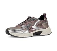 Keilsneaker GABOR "FLORENZ", Damen, Gr. 38, silber (altrosa, silberfarben), Leder, Textil, Veloursleder, metallic, Schuhe, Plateau, Schnürschuh, Halbschuh in komfortabler G-Weite (=weit) (91656433-38)