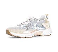 Keilsneaker GABOR "FLORENZ", Damen, Gr. 38, silber (weiß, pastell), Leder, Textil, Schuhe, Freizeitschuh, Halbschuh, Schnürer in Bequemweite G (= weit) (28409717-38) weiß, pastell