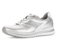 Keilsneaker GABOR "FLORENZ", Damen, Gr. 39, bunt (silberfarben, weiß), Kalbsleder, Textil, Ziegenleder, metallic, Schuhe, Freizeitschuh, Halbschuh, Schnürer in Schuhweite G (=weit) (62126369-39) silbe