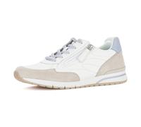 Keilsneaker GABOR "FLORENZ", Damen, Gr. 40, weiß, blau, Glattleder, Veloursleder, Schuhe, Freizeitschuh, Halbschuh, Schnürschuh mit Kontrastbesätzen, G-Weite (45249530-40) weiß, blau