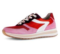 Keilsneaker GABOR "FLORENZ", Damen, Gr. 40, pink, rot, weiß, Veloursleder, Glattleder, Textil, casual, Schuhe, Freizeitschuh, Halbschuh, Schnürer in Schuhweite G (=weit) (52658839-40) pink, rot, weiß