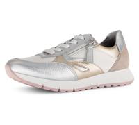 Keilsneaker GABOR "FLORENZ", Damen, Gr. 40, weiß (weiß, pastellfarben), Nappaleder, Ziegenveloursleder, Schuhe, Freizeitschuh, Halbschuh, Schnürer, Kontrastbesätze, Weite G (=weit) (13217913-40) weiß,