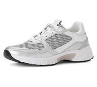 Keilsneaker GABOR "FLORENZ", Damen, Gr. 42, silber (silber, weiß (80)), Leder, Textil, Schuhe, Freizeitschuh, Halbschuh, Schnürer, Kontrastbesatz, Weite G (=weit) (50499369-42) silber, weiß (80)
