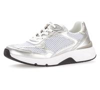 Keilsneaker GABOR ROLLINGSOFT, Damen, Gr. 37, bunt (silberfarben, weiß), Leder, Textil, Schuhe Sneaker, Freizeitschuh, Halbschuh, Schnürschuh mit gepolstertem Schaftrand (19264207-37) silberfarben, we