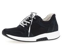 Keilsneaker GABOR ROLLINGSOFT, Damen, Gr. 38, blau (nachtblau), Nubukleder, Textil, Schuhe Sneaker, Freizeitschuh, Halbschuh, Schnürschuh mit Logo an der Ferse (47403248-38) nachtblau