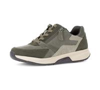 Keilsneaker GABOR ROLLINGSOFT, Damen, Gr. 38, grün (taupe, khaki kombiniert), Veloursleder, Ziegenleder, kontrastfarbene Details, Schuhe, Schnürer, Halbschuh, Freizeitschuh mit zusätzlichem Reißversch