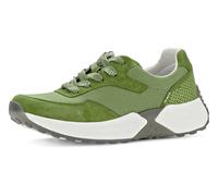 Keilsneaker GABOR ROLLINGSOFT, Damen, Gr. 38, grün, Textil, Ziegenveloursleder, unifarben, Schuhe Sneaker, Freizeitschuh, Halbschuh, Schnürschuh mit Logoschriftzug (25619504-38) grün