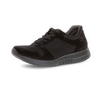 Keilsneaker GABOR ROLLINGSOFT, Damen, Gr. 38, schwarz, Nubukleder, Textil, sportlich, Schuhe Sneaker, Freizeitschuh, Halbschuh, Schnürschuh mit Logo an der Ferse (11160966-38) schwarz