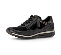 Keilsneaker GABOR ROLLINGSOFT, Damen, Gr. 38, schwarz (schwarz, leo), Kalbsleder, Textil, Schuhe, Komfortschuh, Halbschuh, Schnürschuh mit Logo an der Ferse (45840855-38) schwarz, leo