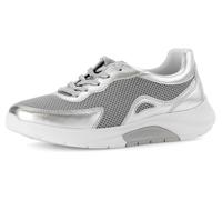 Keilsneaker GABOR ROLLINGSOFT, Damen, Gr. 38, silber (silberfarben), Lederimitat, Textil, metallic, Schuhe, Freizeitschuh, Halbschuh, Schnürschuh mit Wechselfußbett (10246769-38) silberfarben