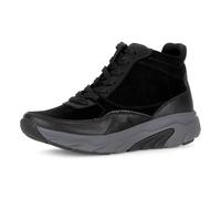 Keilsneaker GABOR ROLLINGSOFT, Damen, Gr. 39, grau (schwarz, anthrazit), Kalbsleder, Veloursleder, Schuhe, Schnürboots, High Top-Sneaker, Komfortschuh, gepolsterter Schaftrand (71830932-39) schwarz, a