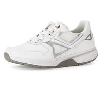 Keilsneaker GABOR ROLLINGSOFT, Damen, Gr. 39, silber (weiß, silberfarben), Kalbsleder, Textil, Schuhe Sneaker, Freizeitschuh, Halbschuh, Schnürschuh mit herausnehmbarem Fußbett (74562531-39) weiß, sil