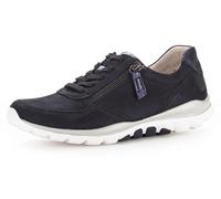 Keilsneaker GABOR ROLLINGSOFT, Damen, Gr. 40, blau (nachtblau), Nubukleder, unifarben, Schuhe Sneaker, Freizeitschuh, Halbschuh, Schnürschuh mit Logo an der Ferse (19691707-40) nachtblau
