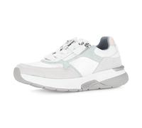 Keilsneaker GABOR ROLLINGSOFT, Damen, Gr. 40, sanftes weiß kombiniert, Kalbsleder, Veloursleder, Textil, kontrastfarbene Details, casual, Schuhe, Freizeitschuh, Halbschuh, Schnürer mit gepolstertem Sc