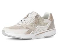 Keilsneaker GABOR ROLLINGSOFT, Damen, Gr. 41, beige (hellbeige, ivory), Textil, Veloursleder, Ziegenleder, Schuhe Sneaker, Freizeitschuh, Halbschuh, Schnürschuh im sportivem Materialmix (94646100-41)