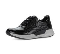 Keilsneaker GABOR ROLLINGSOFT, Damen, Gr. 41, schwarz, Lackleder, glänzend, Schuhe, Schnürschuh, Halbschuh, Freizeitschuh mit seitlichem Reißverschluss (61676746-41) schwarz