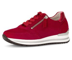 Keilsneaker GABOR "TURIN", Damen, Gr. 36, rot, Leder, Ziegenveloursleder, unifarben, Schuhe Keilsneaker, Freizeitschuh, Halbschuh, Schnürschuh mit Wechselfußbett, H-Weite (52473239-36)