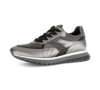 Keilsneaker GABOR "TURIN", Damen, Gr. 37, silber (grau, silberfarben), Glattleder, Veloursleder, metallic, Schuhe Keilsneaker, Plateau, Schnürschuh, Komfortschuh in H-Weite (=sehr weit) (75941907-37)