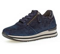 Keilsneaker GABOR "Turin", Damen, Gr. 39, blau (nachtblau), Lackleder, Ziegenveloursleder, Schuhe Keilsneaker, Freizeitschuh, Halbschuh, Schnürer, gepolsterter Schaftrand, H-Weite (31965243-39)