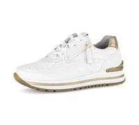 Keilsneaker GABOR "TURIN", Damen, Gr. 39, weiß (weiß, goldfarben), Leder, Schuhe, Freizeitschuh, Halbschuh, Schnürschuh in Komfortweite G (=weit) (62716237-39) weiß, goldfarben