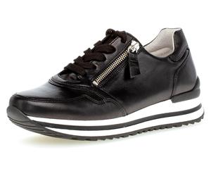 Keilsneaker GABOR "Turin", Damen, Gr. 40, schwarz, Nappaleder, Schuhe Sneaker, mit gepolstertem Schaftrand, Komfortweite H (51513852-40) schwarz