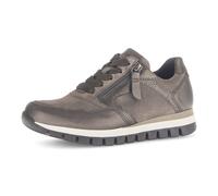 Keilsneaker GABOR "Turin", Damen, Gr. 41, beige (taupe, bronzefarben), Glattleder, Ziegenveloursleder, metallic, Schuhe Keilsneaker, Freizeitschuh, Halbschuh, Schnürer mit Komfortweite H (=sehr weit)
